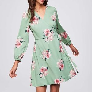 Bouquet Wrap Silk Dress in Pure Mint